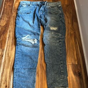 Hudson Blinder Biker Dark Wash Ribbed Moto Jeans